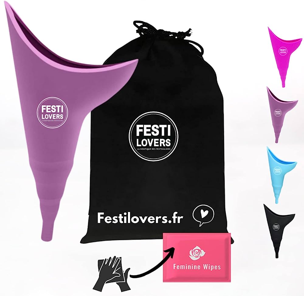 Urinoir portatif étanche pour femme avec lingettes hygiéniques